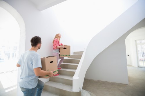 Packed boxes and household items prepared for short-term storage