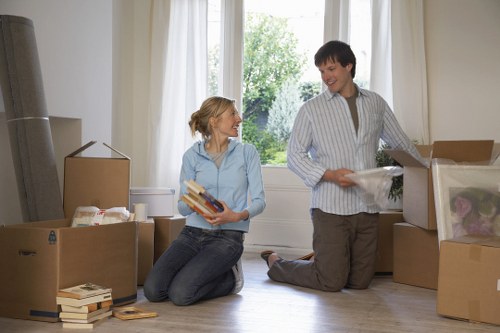Seasonal household storage items arranged in a secure Woodsidepark unit